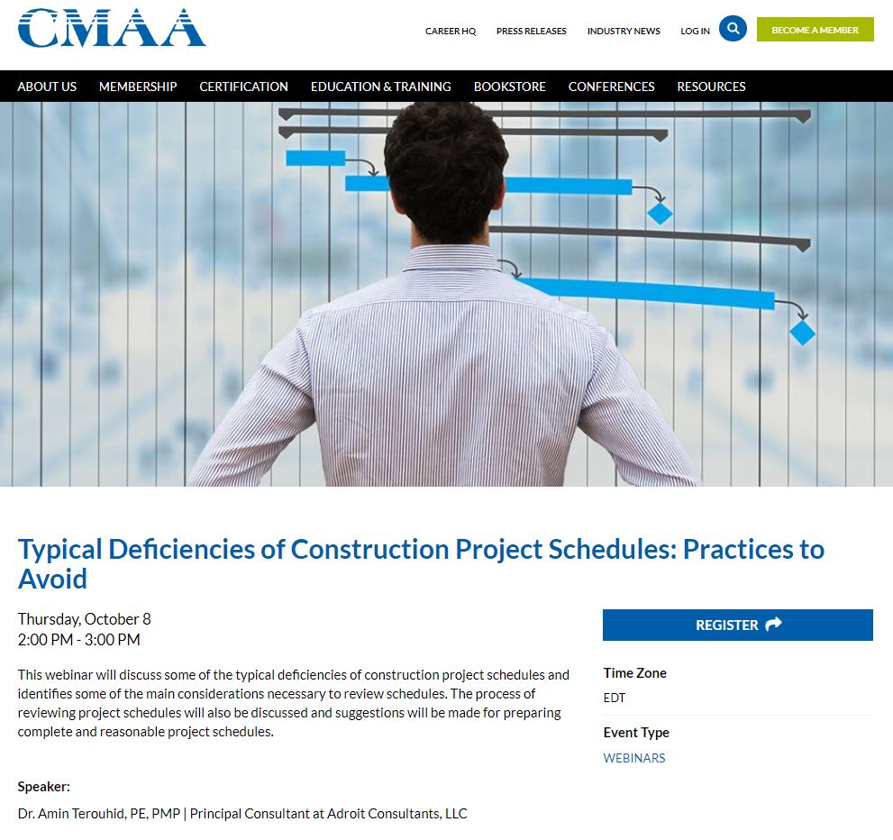 Adroit to Present a CMAA Webinar on October 8, 2020