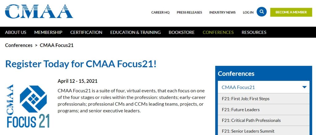 Adroit is among the CMAA invited speakers for CMAA Focus21!